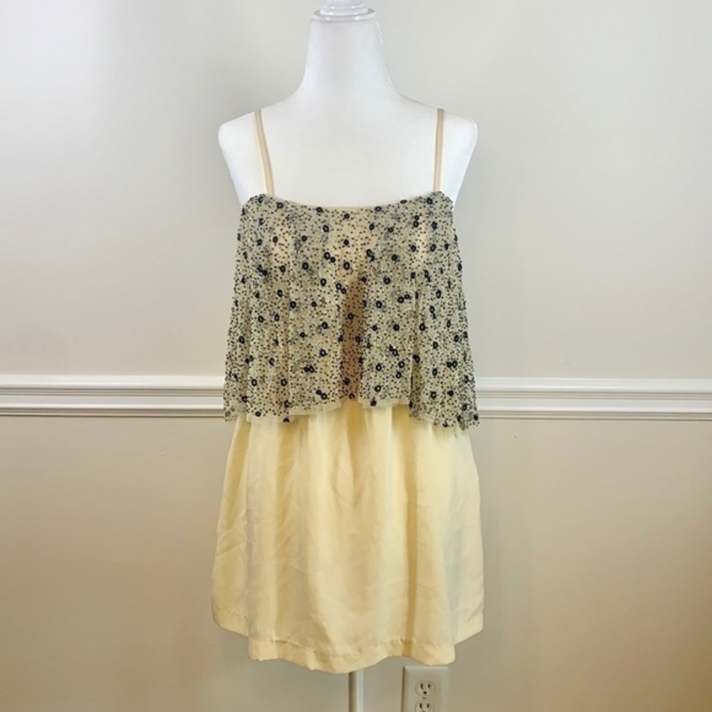 SILENCE + NOISE Beaded Layered Mini Dress | Top XS